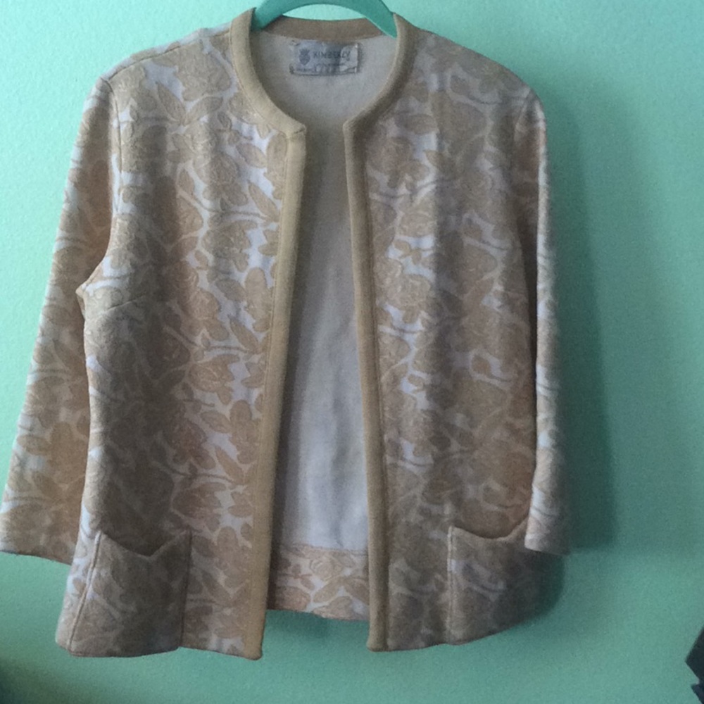 VTG KIMBERLY Wool Open Front Cropped Knit Jacket M